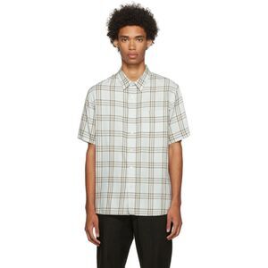 VINCE Caspian Plaid Short Sleeve Button-up Shirt In Sea Breeze | Size S